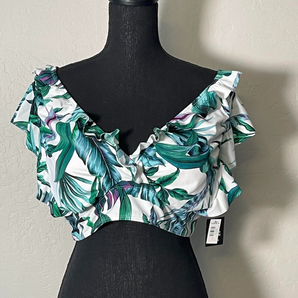 TORRID Wireless Ruffle Sleeve and Neck Bikini Top NWT Size 1 (14-16)